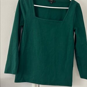 J. Crew Emerald Square-Neck Long Sleeve Top